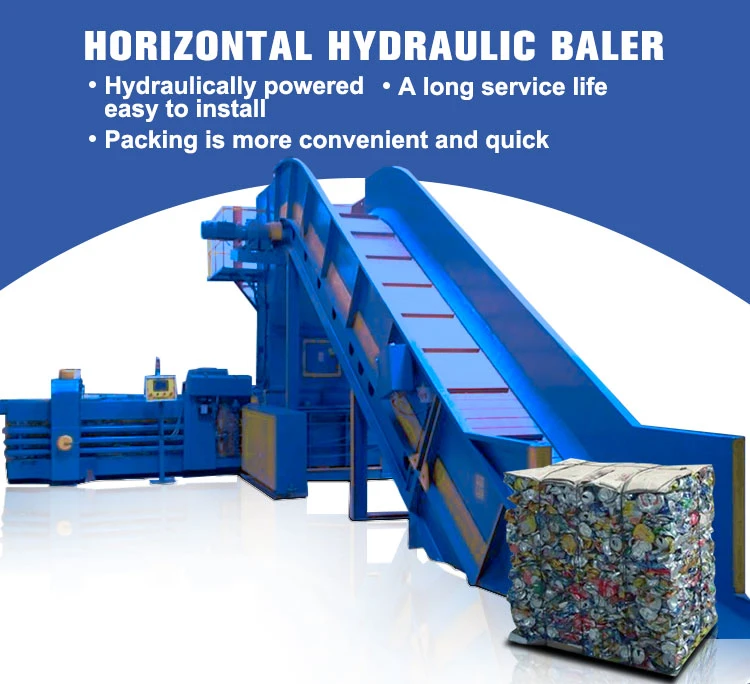 Full Automatic Waste Paper Cardboard Plastic Hydraulic Horizontal Baler