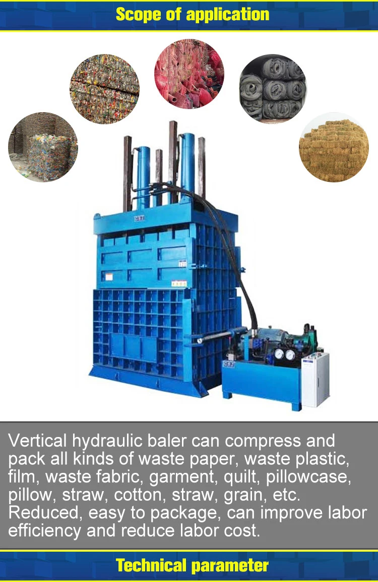 Small Vertical Hydraulic Baler Machine Cotton Baling Press with CE Certification